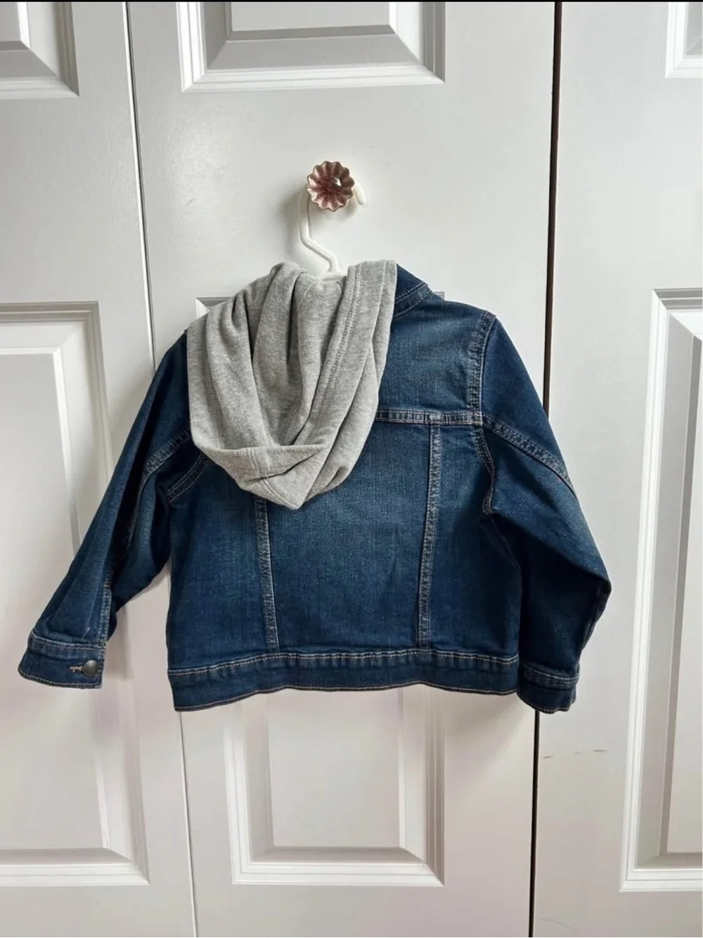 Old Navy Toder Dark Blue Denim Jacket with Grey Hood